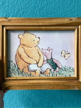 Winnie the Pooh & Piglet Wood Framed Vintage Art Print
